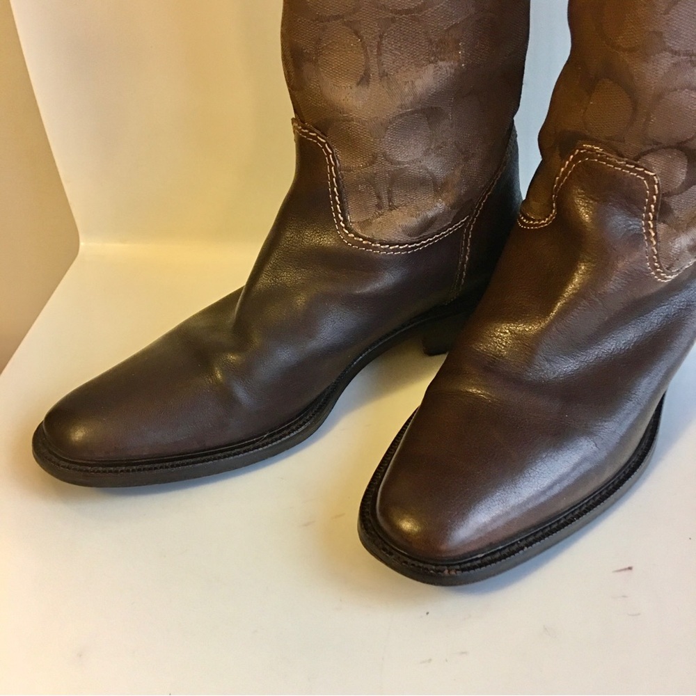 Coach ROCHELLE Pull on Signature Canvas Leather Riding Boots - Picture 11 of 16